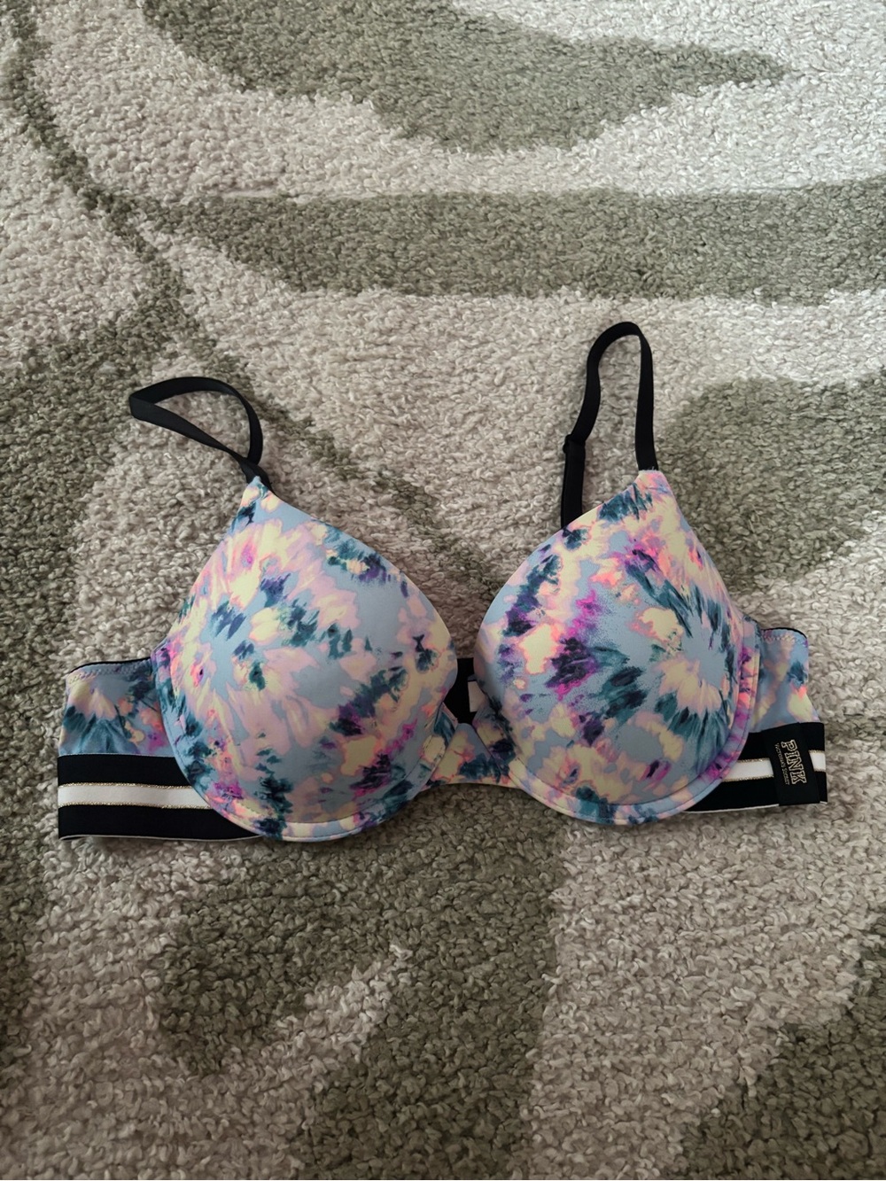 Victoria's Secret PINK Wear Everywhere Push Up Bra 36B Tie Dye Multicolor VS - Picture 2 of 12